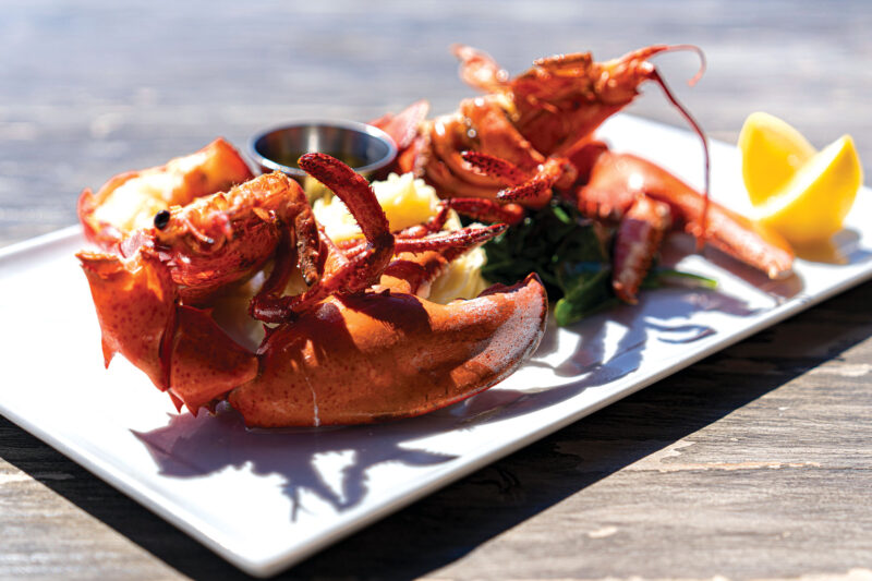 Moonshadows Malibu - Oven roasted Maine lobster with Spinach, Mashed Potatoes, Drawn Butter