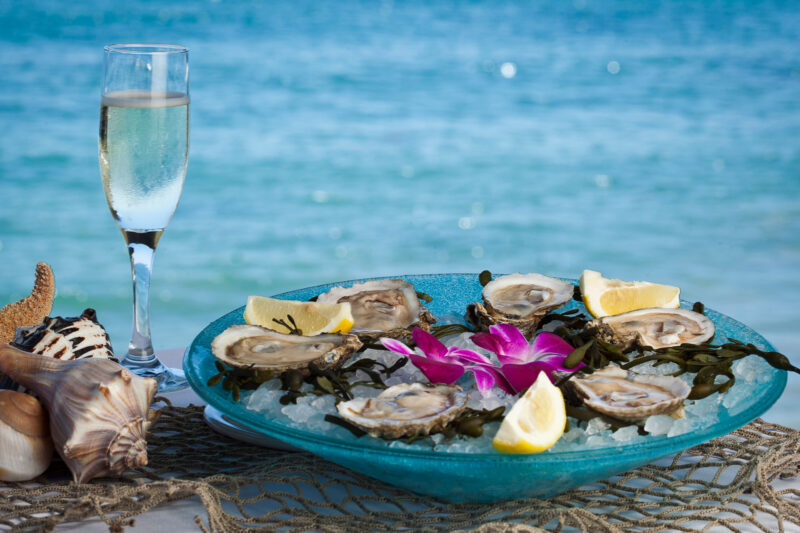 Moonshadows Malibu - Fresh oyster & a glass of champagne & a glass of champagne